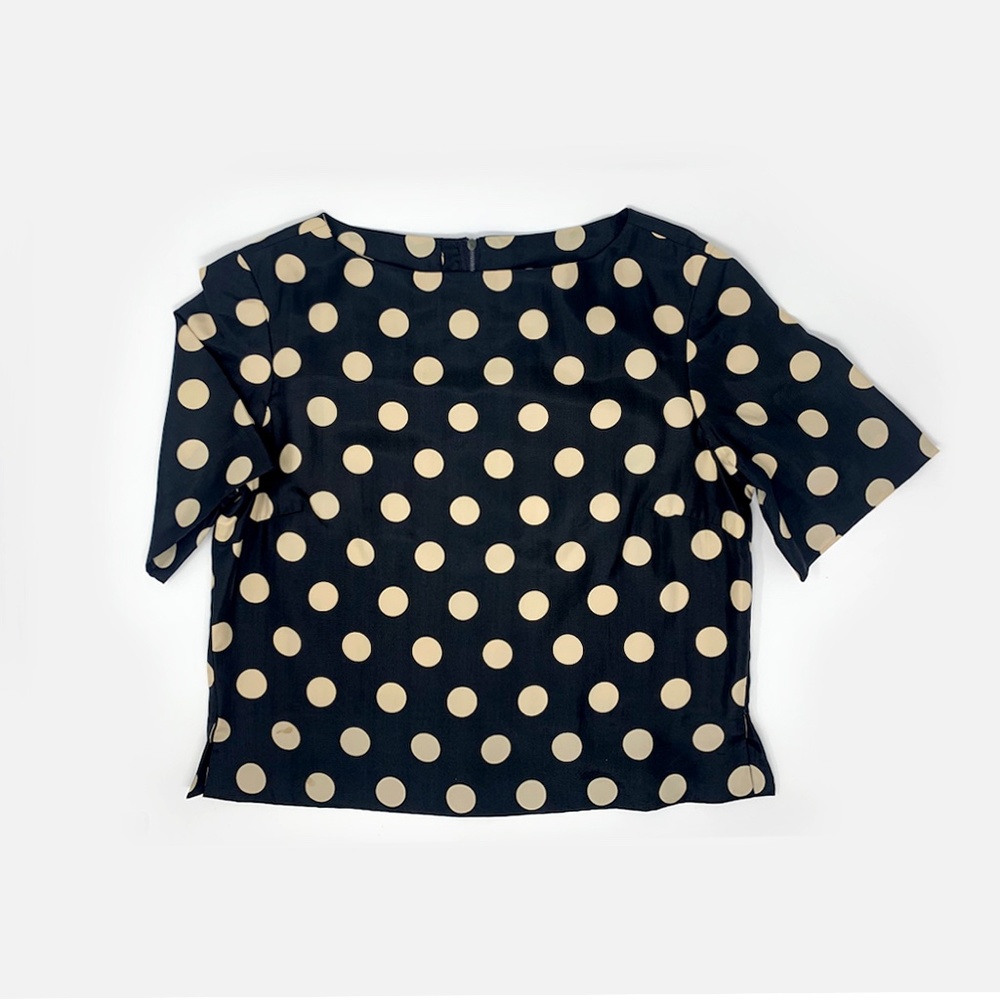 Vintage Silk Polka-Dot Crop Top | EXCELLENT! - Picture 8 of 9